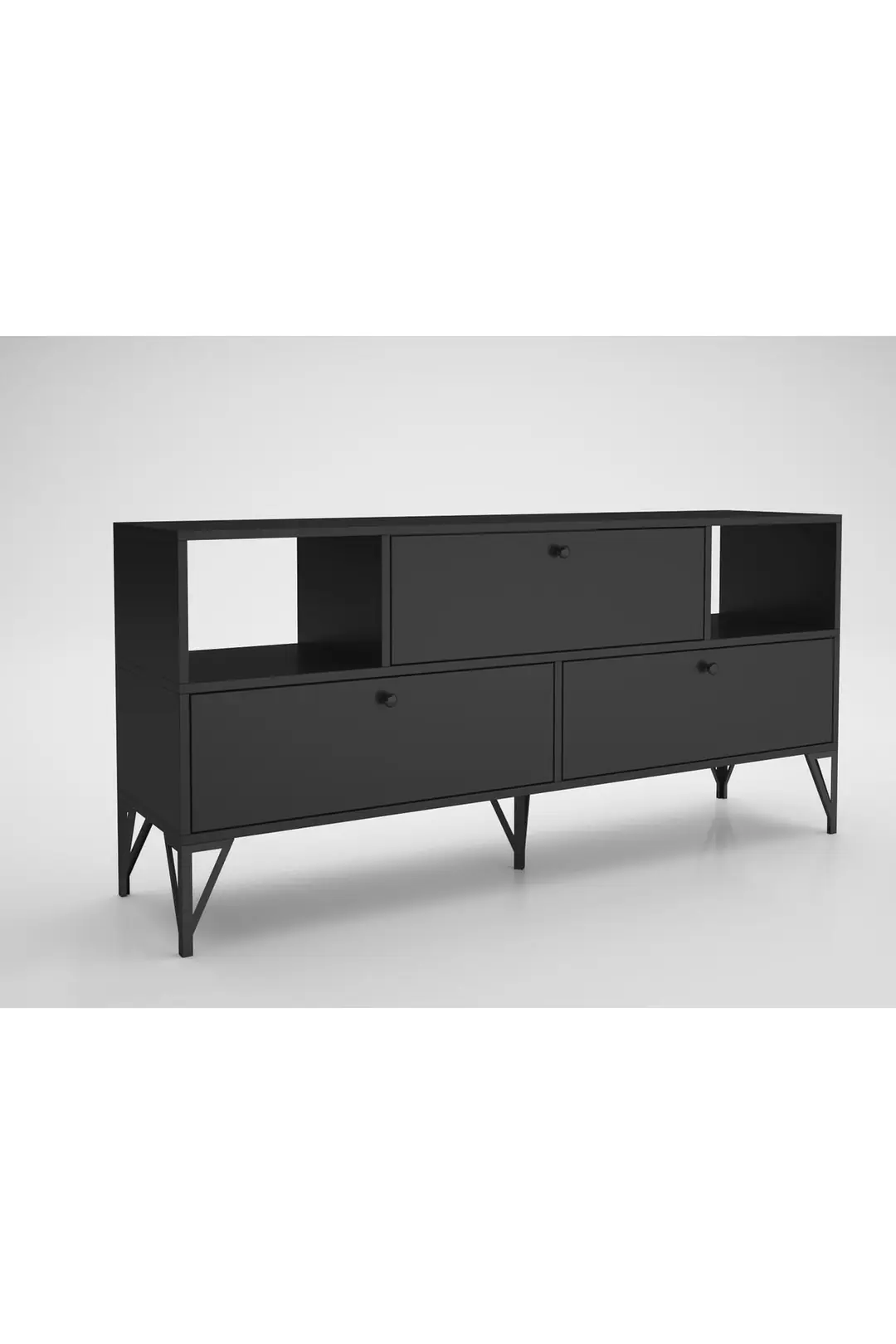 Mia 160 Cm Metal Ayaklı Tv Ünitesi - Konsol - Siyah / Siyah